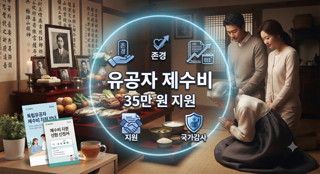 국가유공자 제사 지내는 모습 제수비 지원해서 35만 원 받을 수 있음