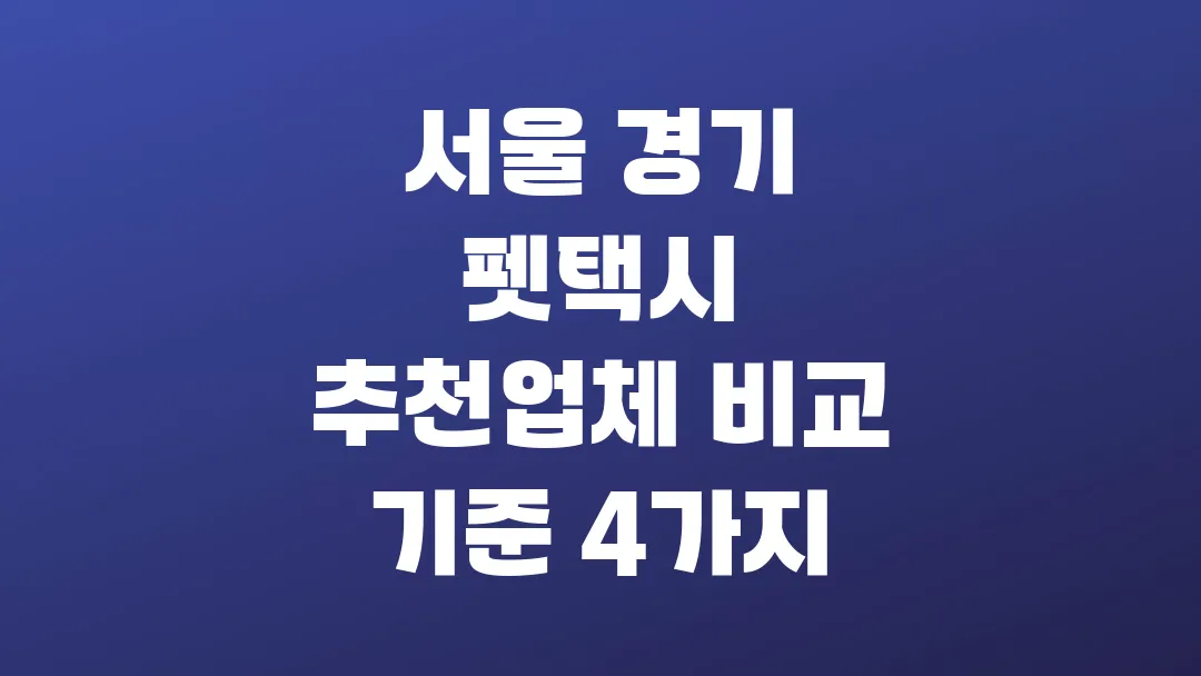 서울 경기 펫택시 추천업체 비교 기준 4가지