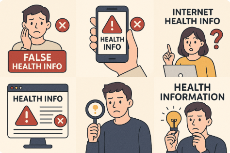 잘못된 건강 정보로 고민하는 사람들 이미지