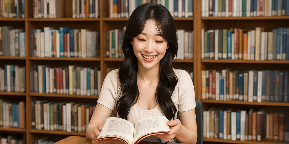 도서관에서 책 보는 사람