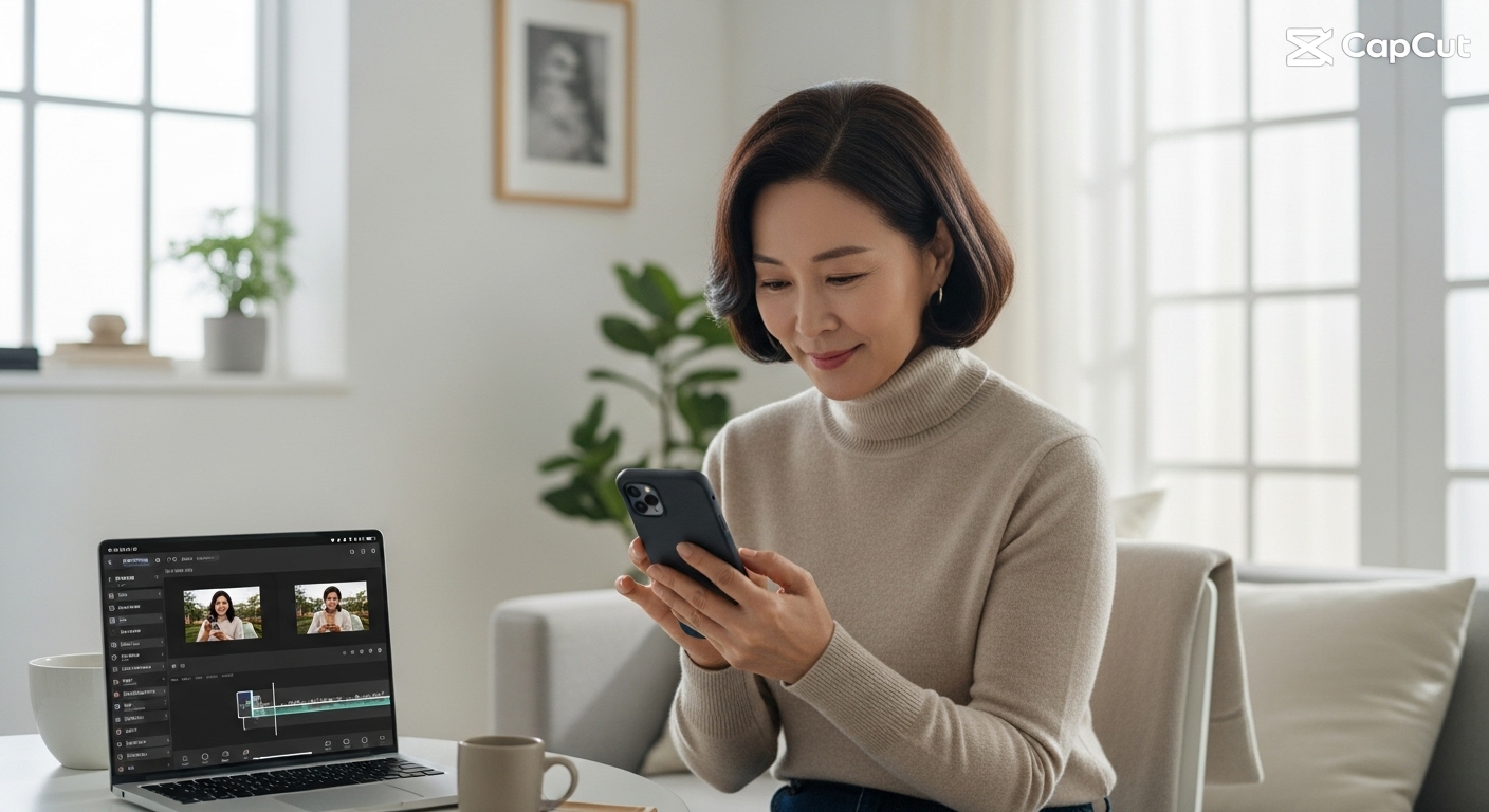 캡컷 앱으로 영상 편집 시작하는 장면