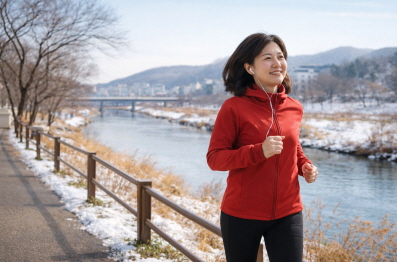 야외에서 하는 러닝 운동 모습