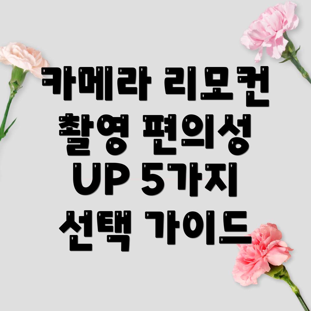 카메라무선리모컨촬영편의성을높이는5가지선택가이드
