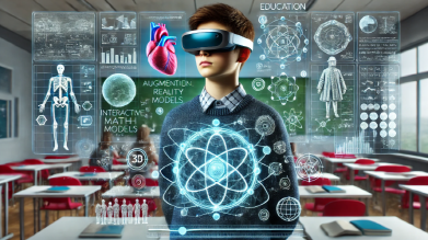 AR 안경을 쓰고 학습하는 학생의 모습