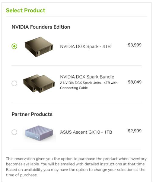 출처 : 엔비디아 홈페이지. NVIDIA DGX Spark(digits) 가격