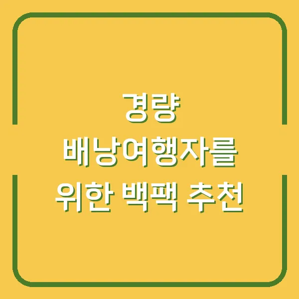 경량 배낭여행자를 위한 백팩 추천