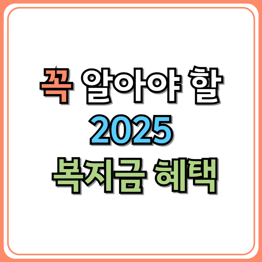 꼭 알아야 할 2025 복지금 혜택
