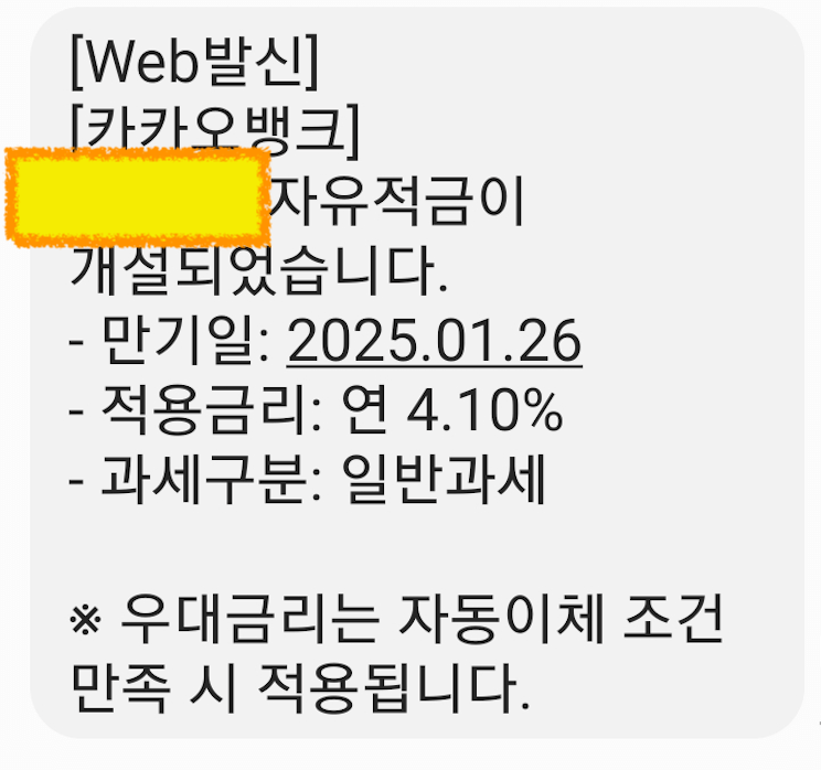 카카오뱅크 문자