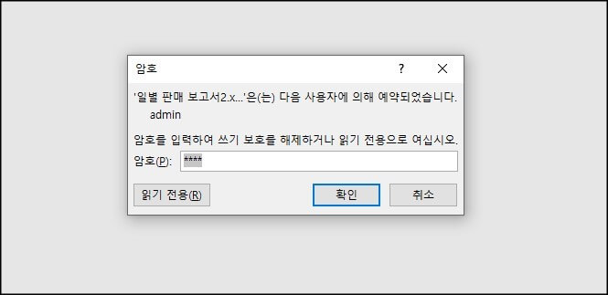 쓰기 암호를 입력하거나 읽기 전용을 선택합니다