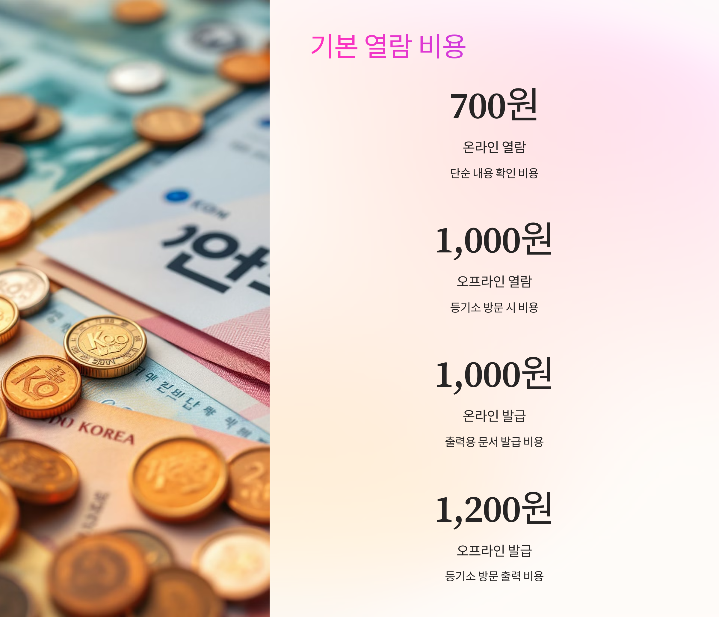 💰 등기부등본 열람 기본 비용