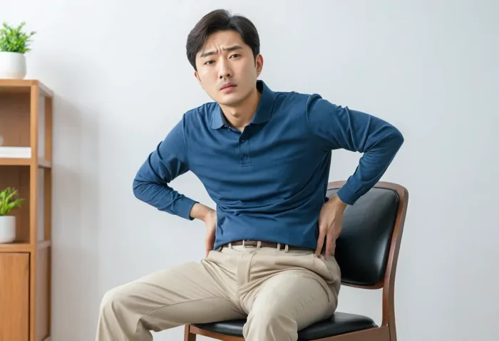 고관절 통증 원인을 알아보며 힘들어 하는 모습