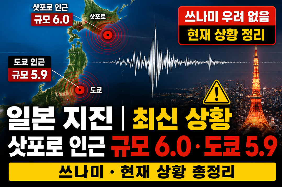 일본 지진|삿포로 인근 규모 6.0·도쿄 5.9, 쓰나미·현재 상황