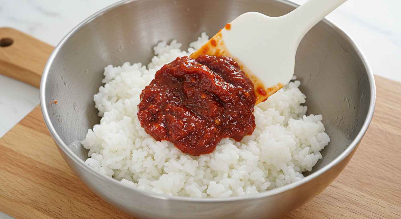 Mix the gochujang with the rice