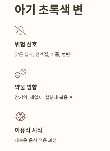 아기(생후 2개월~12개월) 초록색 변
