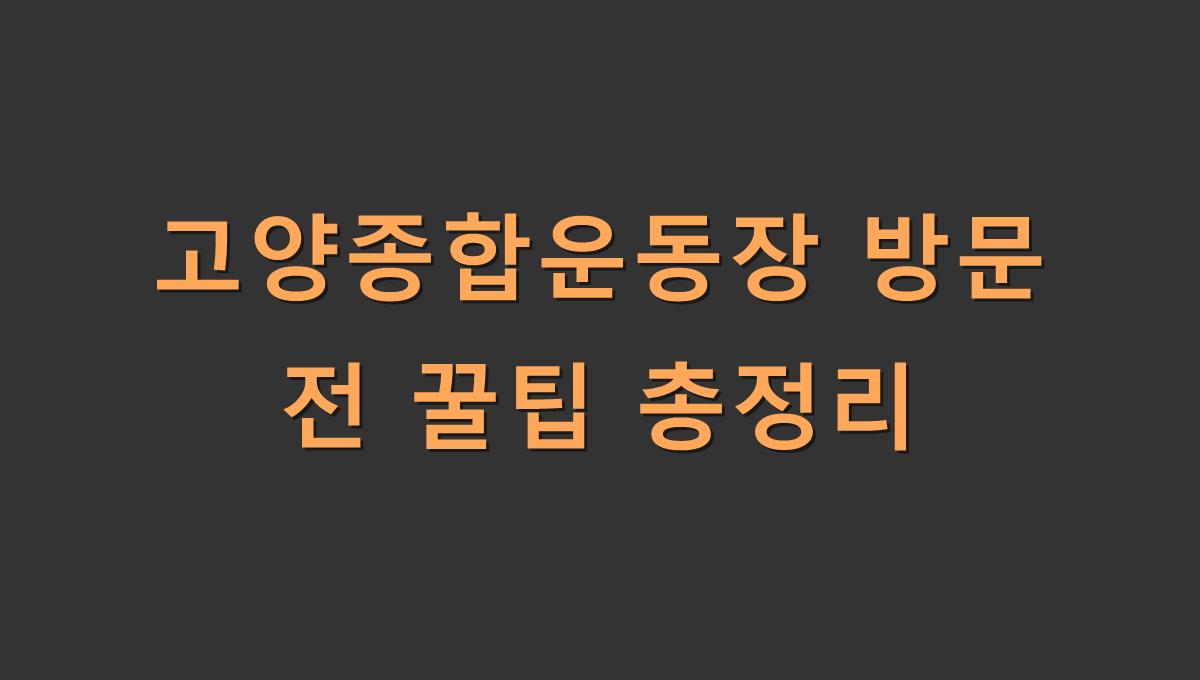 고양종합운동장 방문 전 꿀팁 총정리