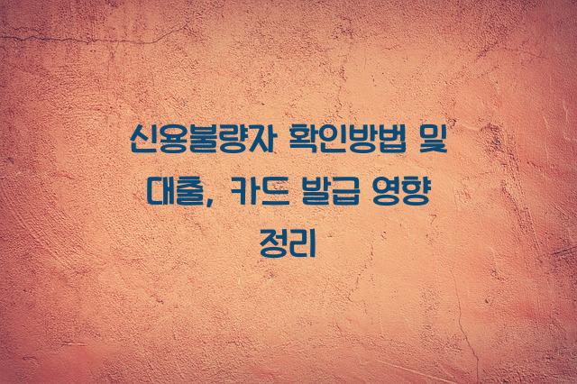 신용불량자 확인방법