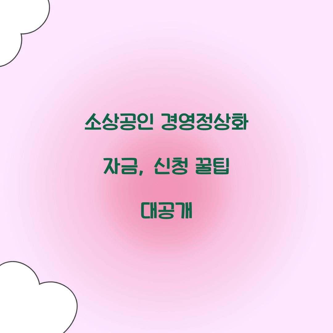 소상공인 경영정상화 자금