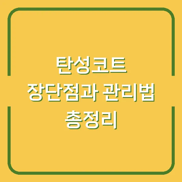 탄성코트 장단점과 관리법 총정리