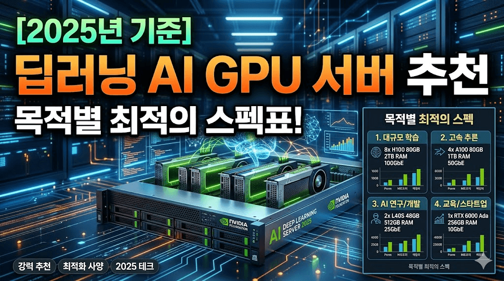 2025 딥러닝 AI GPU 서버 추천 및 목적별 최적의 스펙표
