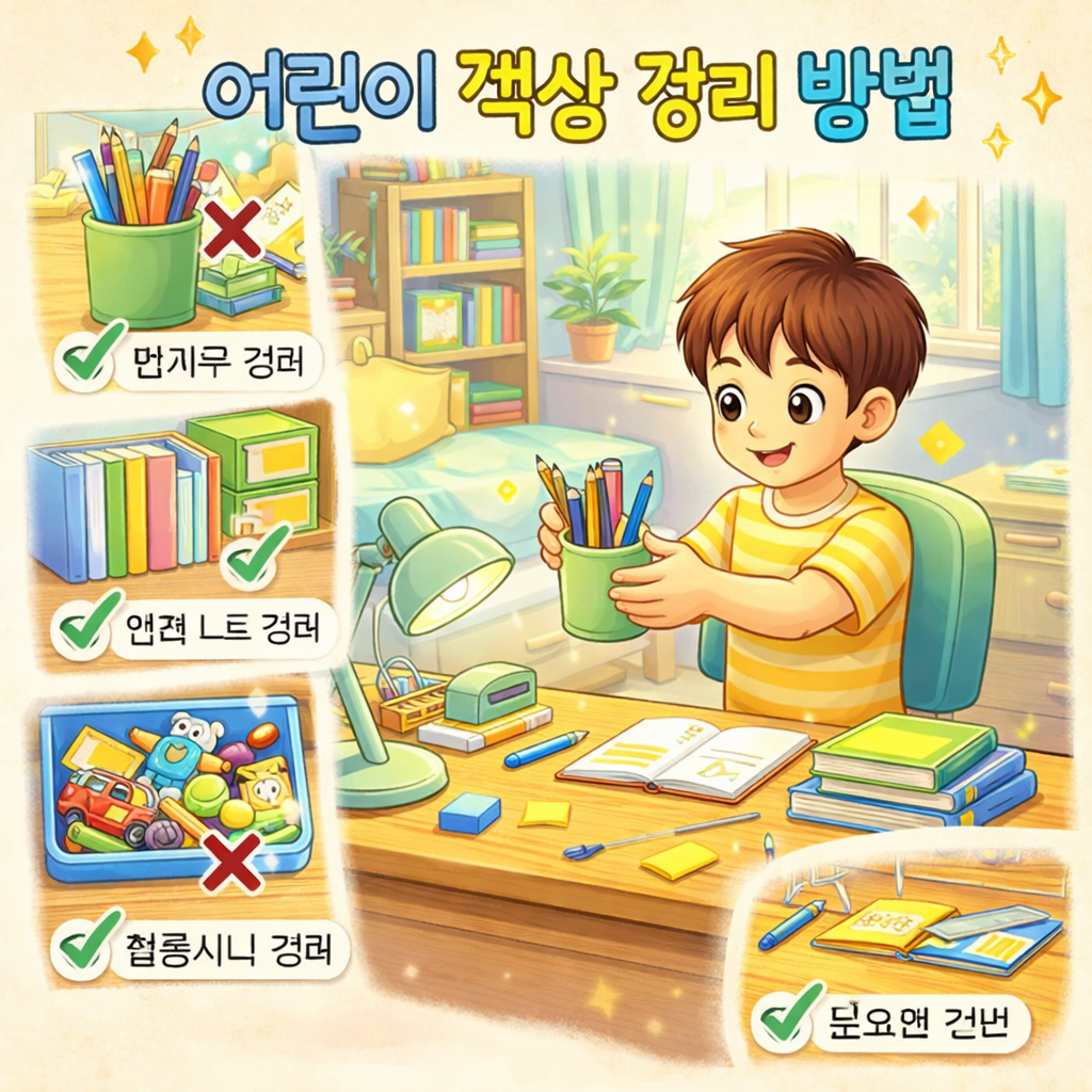 어린이 책상 정리 방법 관련 사진