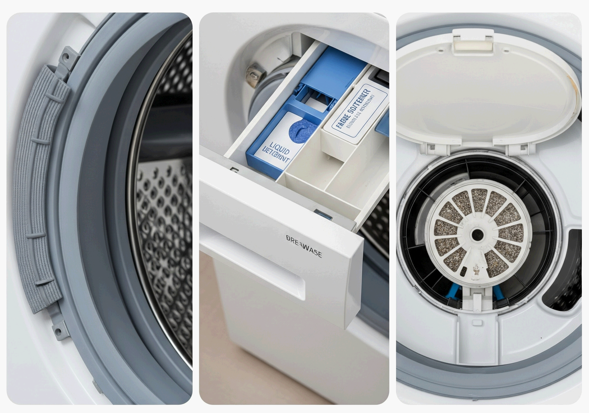 드럼세탁기 고무패킹, 세제 투입구, 배수 필터 청소