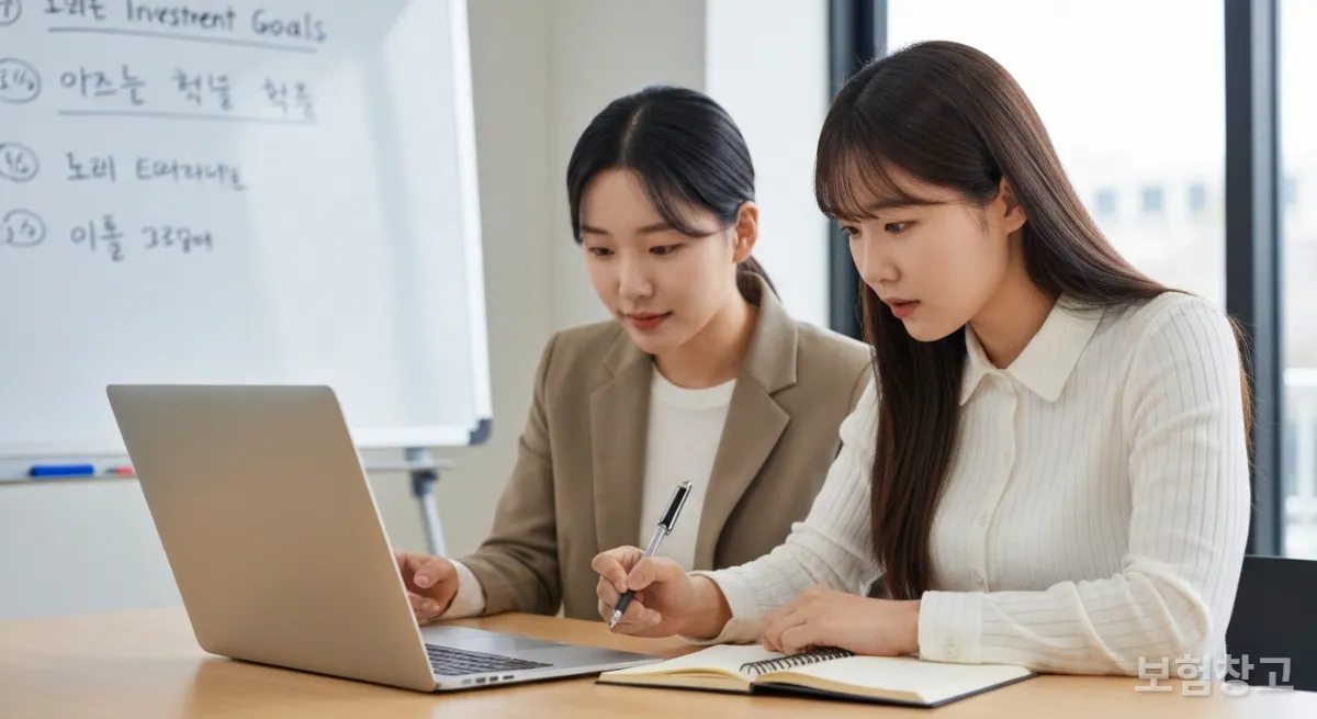 노트북으로 온라인 투자 세미나를 듣는 한국 직장인