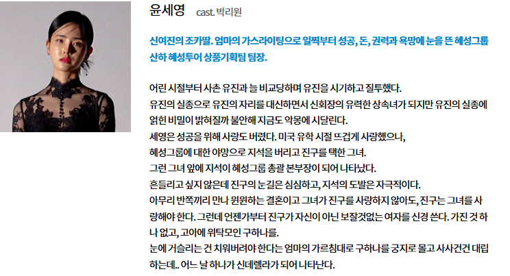 신데렐라 게임 등장인물 출연 줄거리