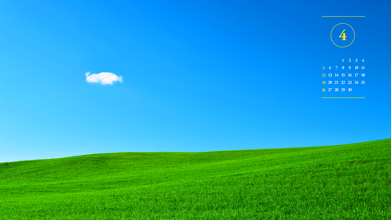 01 초록색 들판과 푸른하늘 A - 2026년4월 달력배경화면