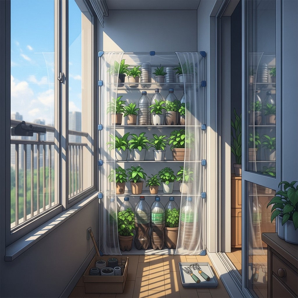 베란다 페트병 온실 배치