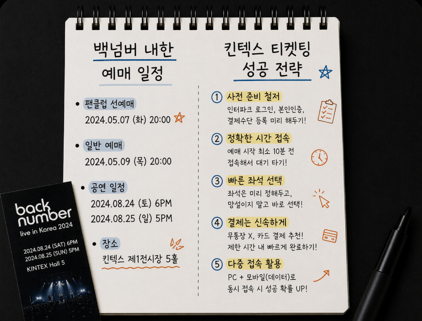 백넘버 내한 공연 예매 일정 및 킨텍스 티켓팅 100% 성공하는 법