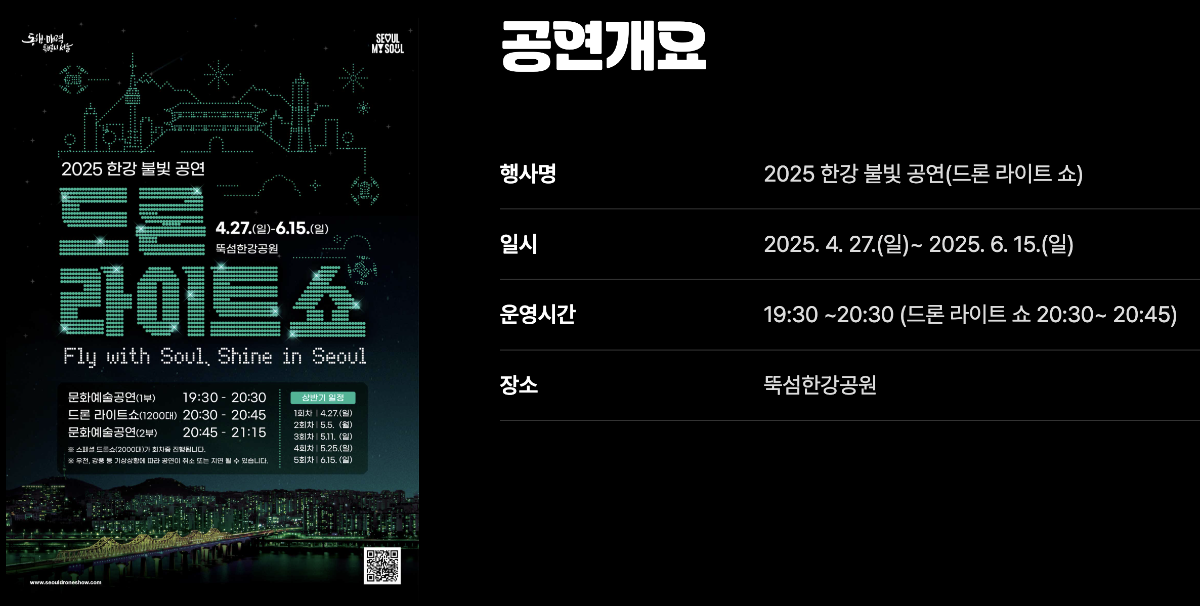 한강드론쇼 명당 일정 위치 시간 중계 2025 총정리 (+뚝섬 관람팁)