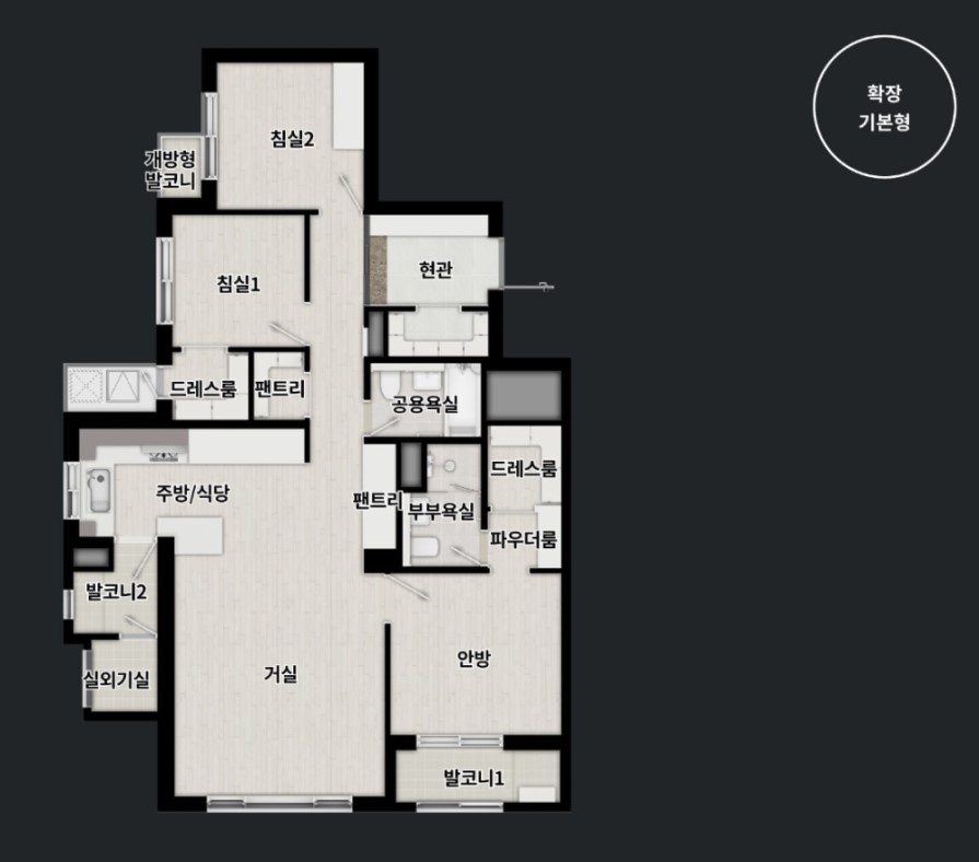 강변역 센트럴 아이파크 84C타입 평면도
