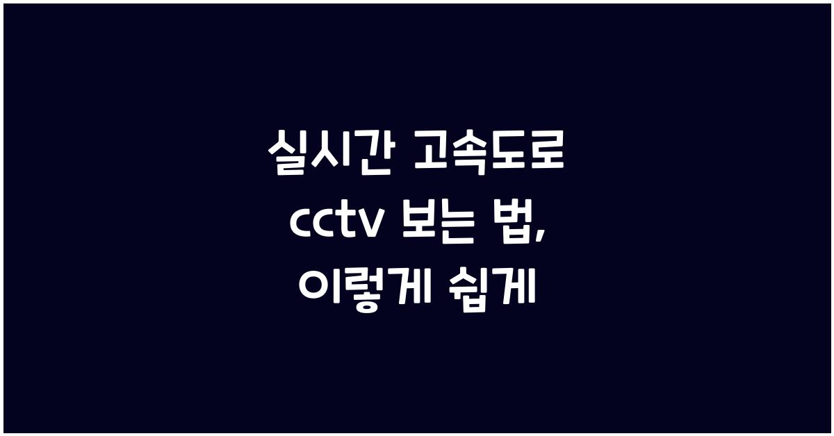 실시간 고속도로 cctv 보는 법