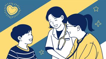 청소년건강검진 후 웃고있는 청소년