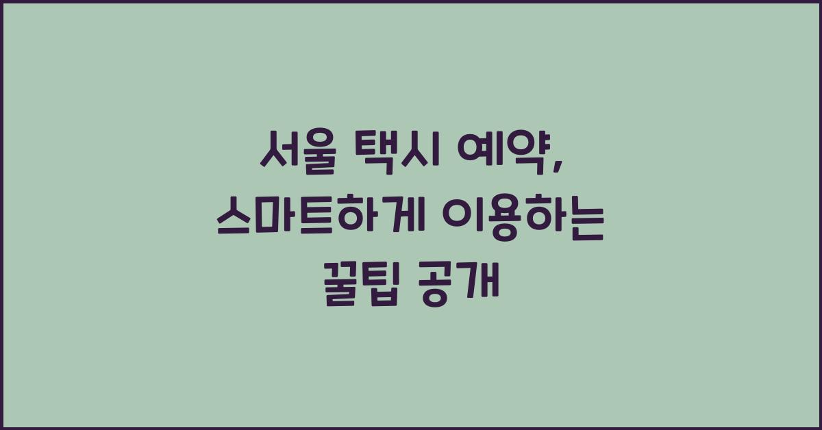 서울 택시 예약