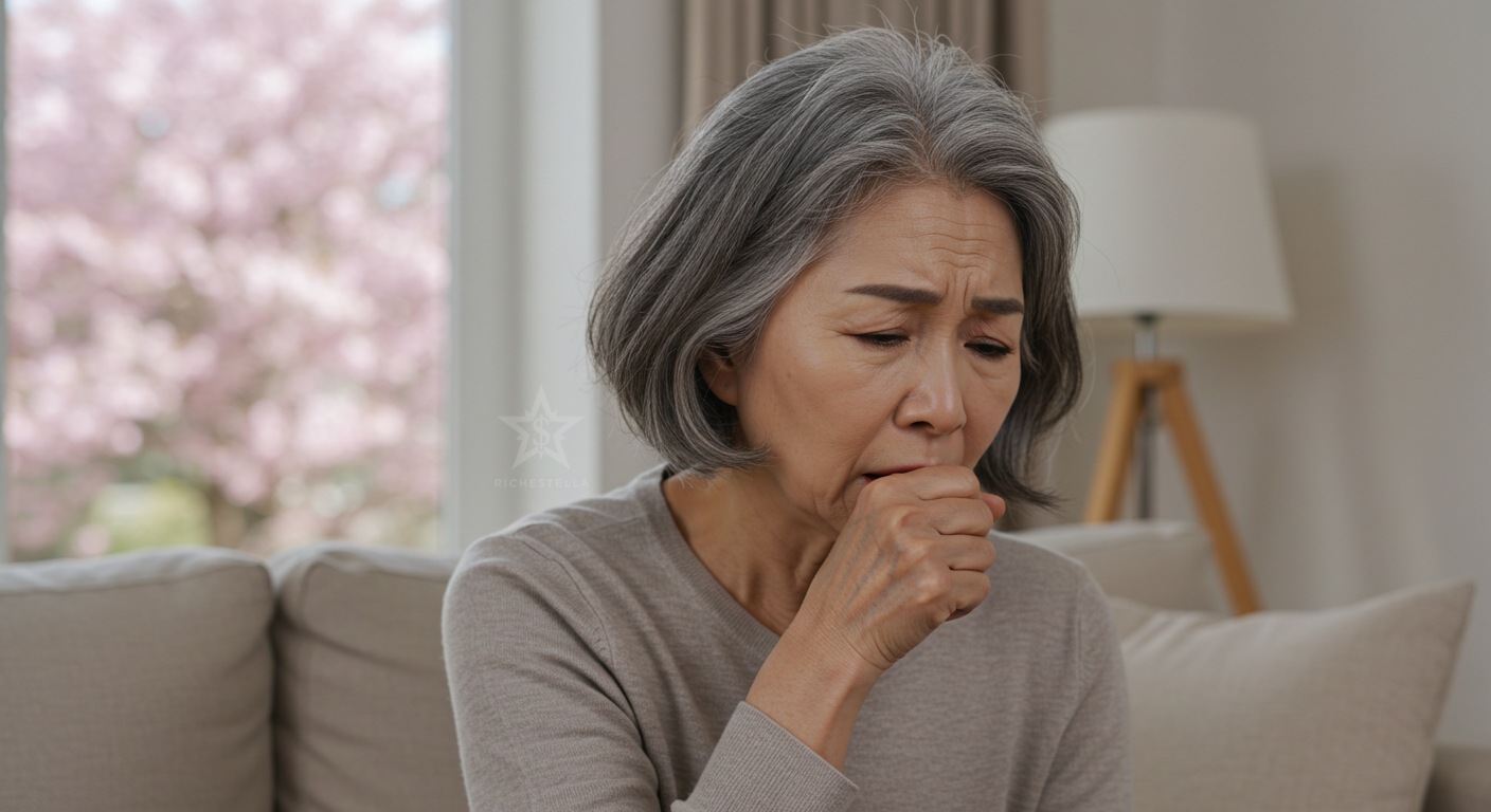 봄철 기침이 심해진 만성폐쇄성폐질환 한국인 60대 여성