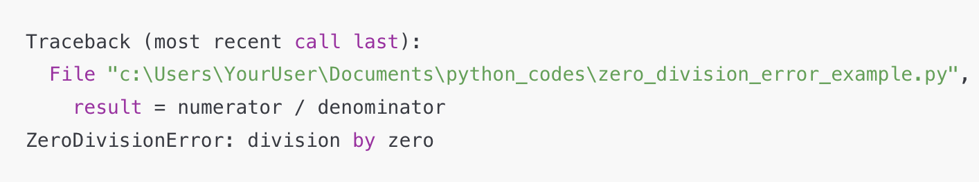 파이썬 ZeroDivisionError 예시