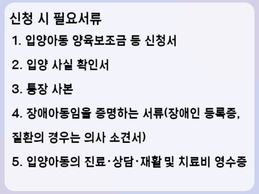 2023 장애입양아동 의료비 지원 신청 시 필요서류