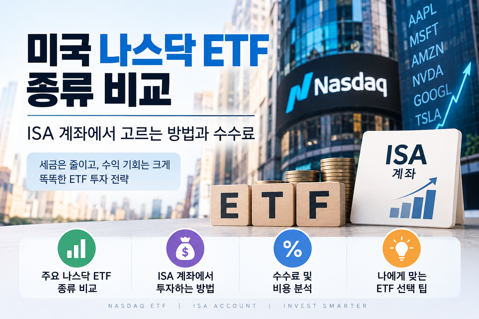 미국 나스닥 ETF 종류 비교 ISA 계좌 수수료 선택 방법