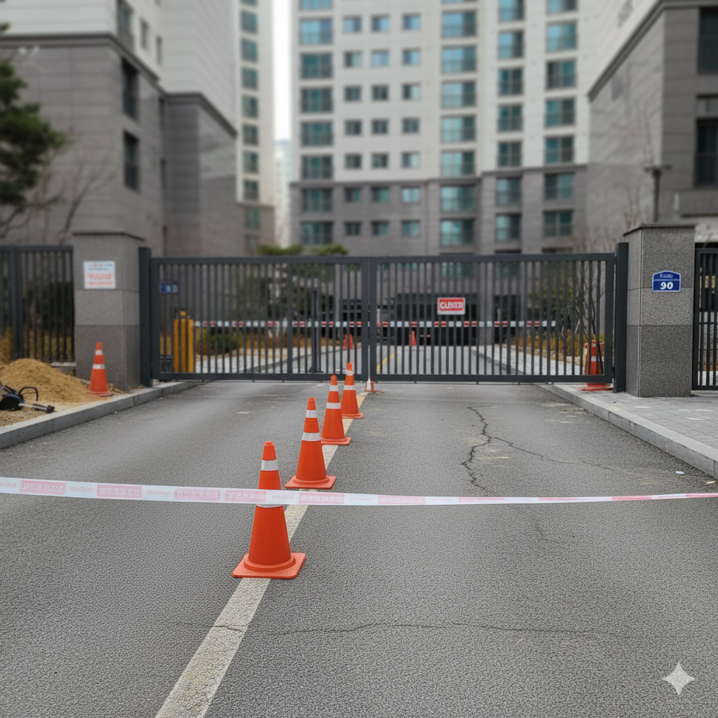 아파트 차량출입구 폐쇄