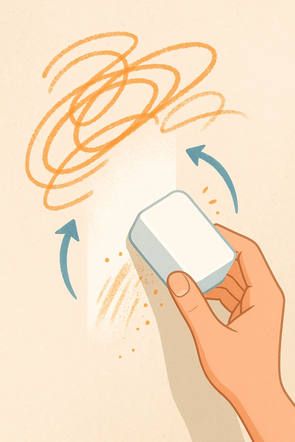 벽에-그려진-크레용-낙서를-지우개로-닦아내며-깨끗하게-지워지는-과정을-묘사한-그림으로,-지우개의-미세한-입자가-얼룩을-흡착하고-벗겨내는-원리를-시각적으로-표현한-과학-일러스트