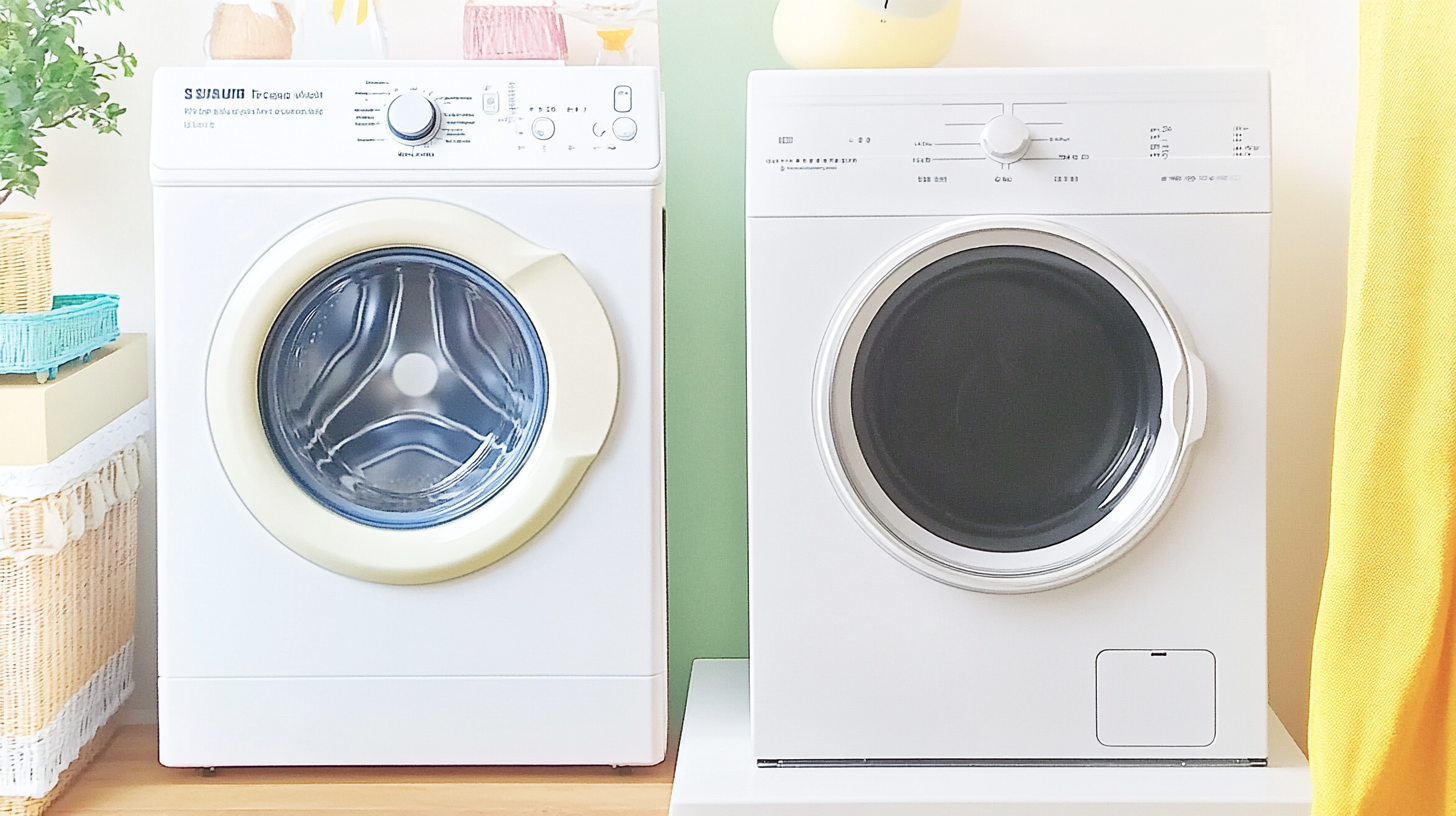 삼성 WF2522HDKKP와 경쟁사의 세탁기를 비교한 이미지, 조용하고 진동 없는 세탁 환경을 보여줌