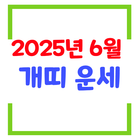 2025년 6월 개띠 생년별 운세