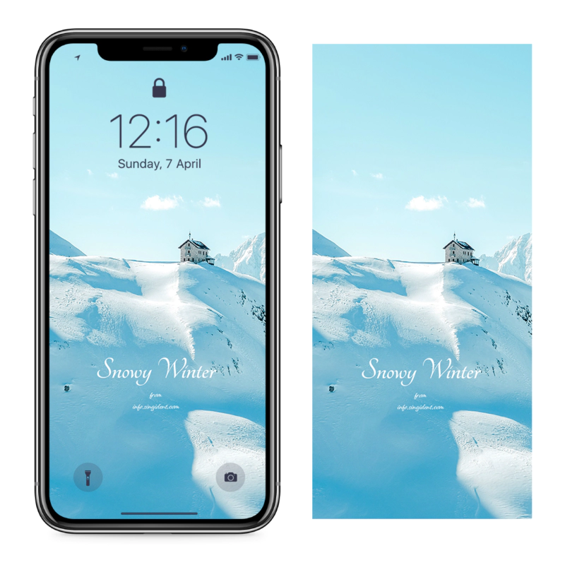 01 눈 덮인 산 위에 집 C - Snowy Winter 아이폰겨울배경화면