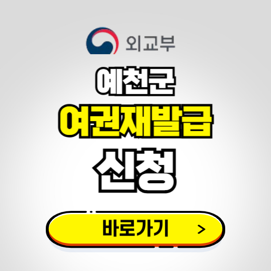 예천군 여권 재발급 온라인 신청하기 ❘ 비용 준비물 가격 기간 보기