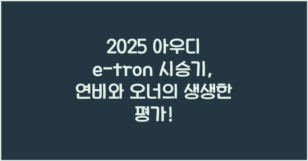 2025 아우디 e-tron 시승기 제원 연비 장단점 유지비 오너평가