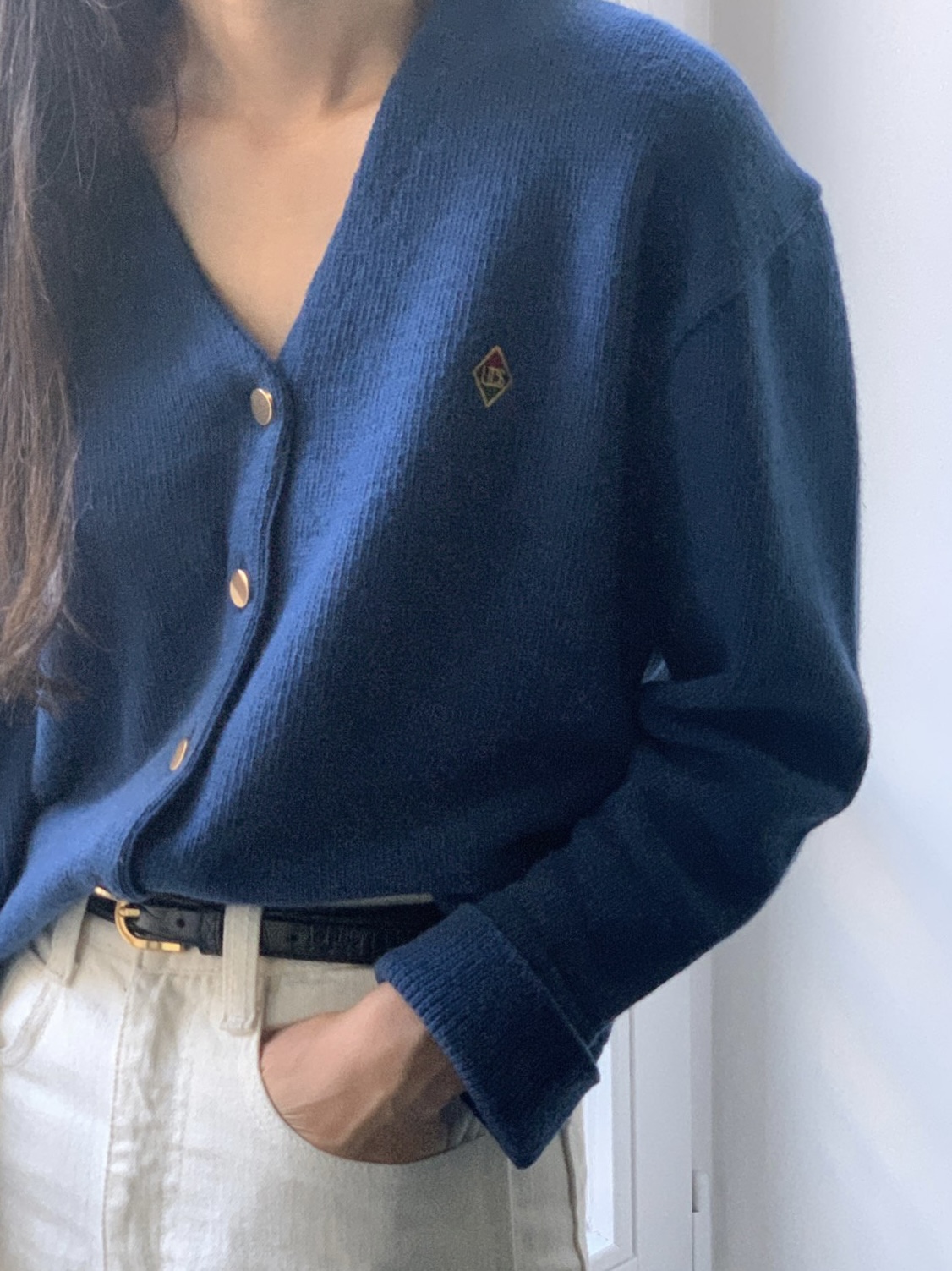 UNDERSON 언더슨 로고 자수 캐시미어 가디건 (4color)