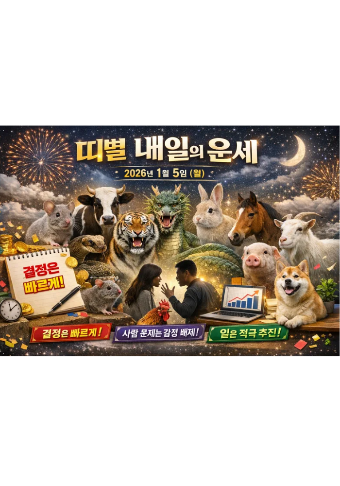 1.띠별 내일의 운세 2026년1월5일