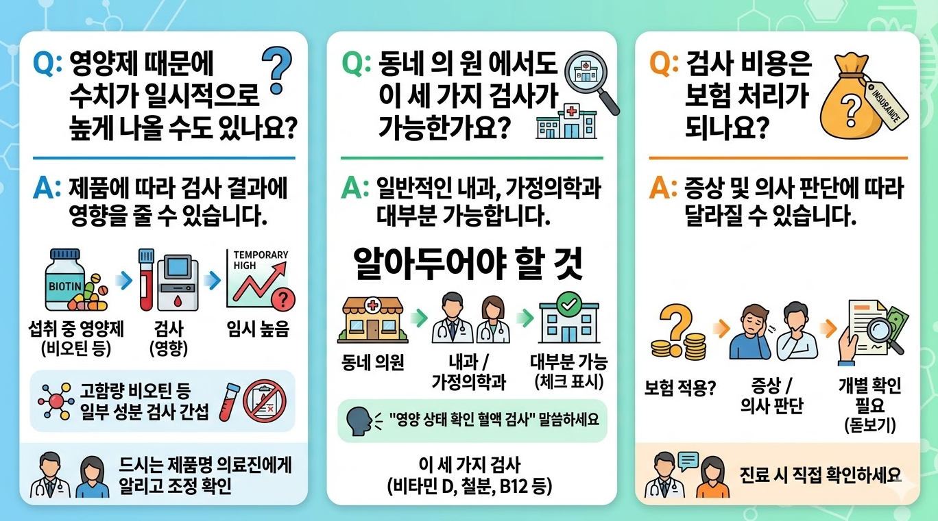 비오틴 등 영양제가 혈액 검사 결과에 미치는 영향 설명 이미지