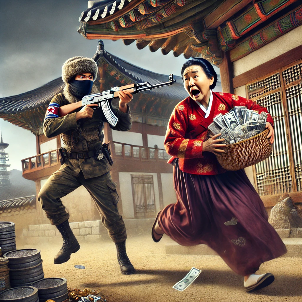 북한군에게 재산몰수 당하는 백할머니